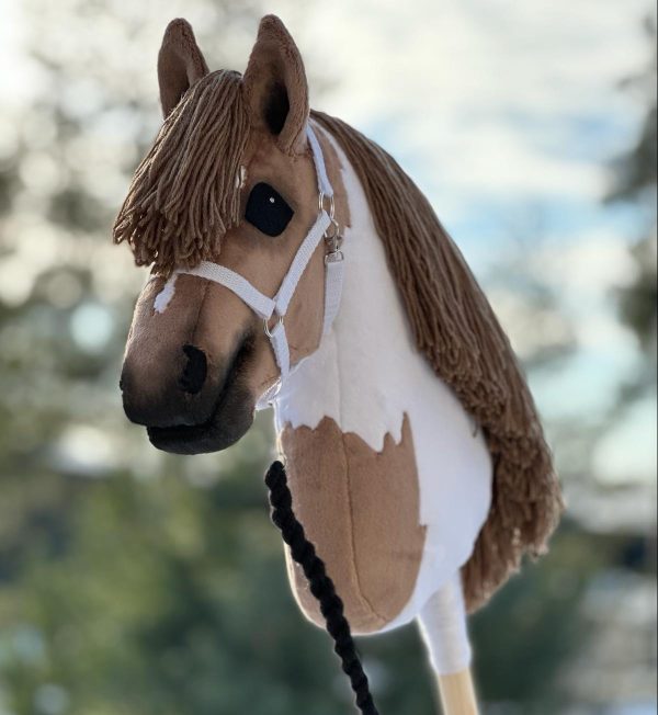 Two coloured LightBrown-White hobbyhorse with brown mane