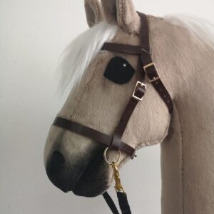 brown genuine leather bridle for hobbyhorse