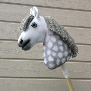 white dapple stick horse size a4 2
